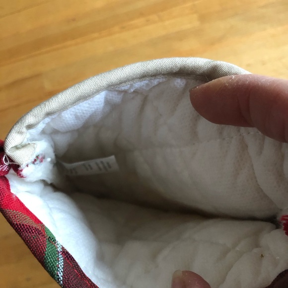 Oven Mitt "Happiness is Gnomemade" Christmas Cream Cotton Blend - Picture 5 of 6